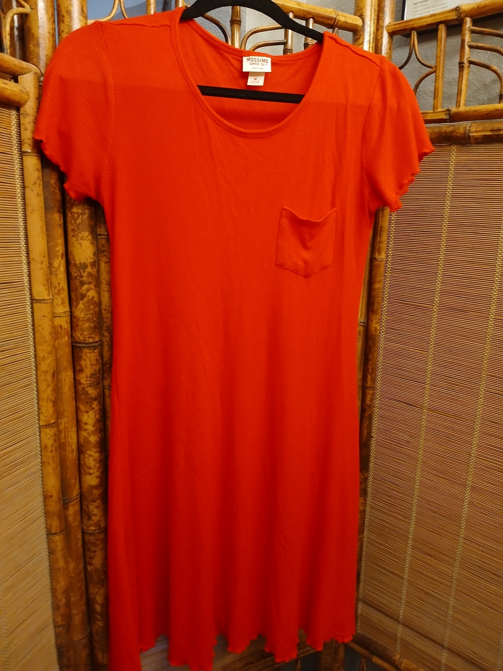 Mossimo Supply Co. Orange Short-Sleeve Maxi Dress with Pocket
